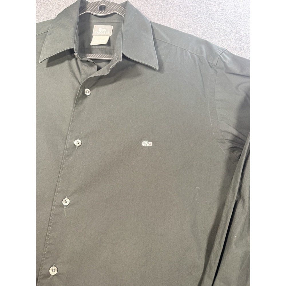 Lacoste Black Shirt Button Down Mens Size 42‎ Large